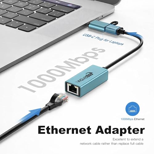 Image of iVOOMi Wave 1000 Aluminium Type-C /USB to Rj45 Ethernet Adapter, 10 /1000 MBPS Network LAN Speed, for Laptop, Gaming Console and MacBook, Plug & Play Fully Metal Body 1 Year Warranty - Newly Launch