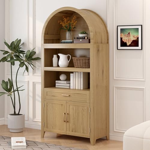 Estantería alta arqueada moderna de madera...