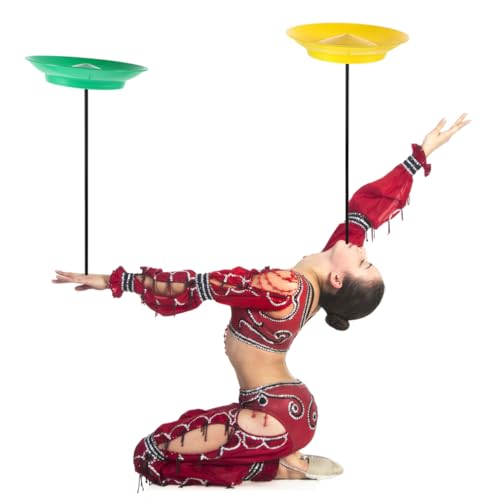 SUPVOX 2 Pcs Assiettes Chinoises de Jonglage avec Bâtons - Kit de Cirqu e pour Enfants et Adultes - Accessoires d'Adresse pour Spectacles et Équilibre