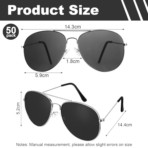 Image of Mepase 50 Pcs Classic Pilot Sunglasses Bulk Driving Polarized UV Proof Metal Frame Sunglasses for Men Women Party