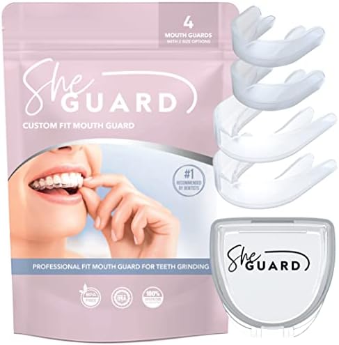 Mouth Guard – Pack of 4 Moldable Mouth Guards (Clear) for Clenching Teeth at Night, Grinding, and Bruxism – 2 Sizes Includes Ventilated Storage Case