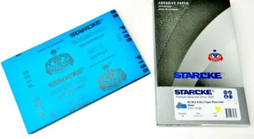 Matador Abrasive Wet or Dry Sandpaper 50 Sheet 180 Grit 5-1/2" x 9" Silicon Carbide Made in Germany