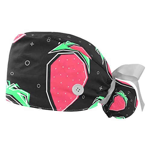 Chapeaux bouffants JDEZ fraises : lot de 2 casquettes de travail ajustables