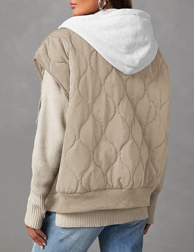 FOMELY Quilted Vest Women Hooded Puffer Vest Lightweight Womens Vests Outerwear Zip Up Sleeveless with Pockets2
