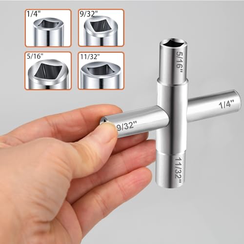 Image of 4 Way Sillcock Key Set 1 /4 inch, 9 /32 inch, 5 /16 inch, 11 /32 Utilities Key Steel Sillcock for Electric Water Gas Meter Box Cupboard Cabinet Opening Key (3 PCS)