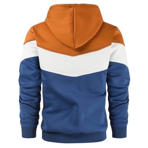 Gesean Men's Novelty Color Block Pullover Fleece Hoodie Long Sleeve Casual Sweatshirt with Pocket