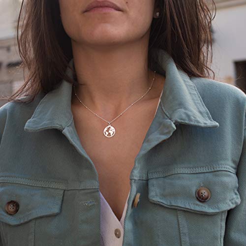 Collier Mappemonde en Argent Anti-Ternissement : Le Globe Solide - 3