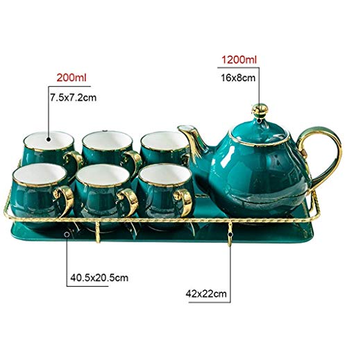 SXLCKJ Juegos de Tazas de té Juegos de Tazas de café de 8, Tetera de cerámica y 6 Tazas y Bandeja, Wat de Porcelana de… - Imagen 6