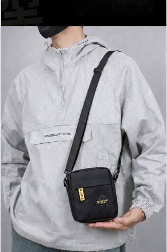 Small Crossbody Bag for Men and Women Sports Waterproof Crossbody Bag with 2 Pockets and Adjustable Strap (BLACK)