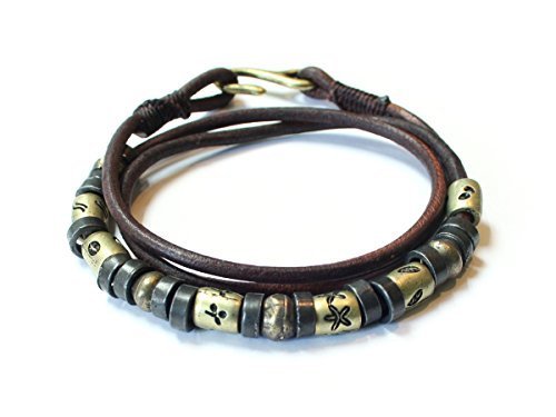 Wakami Guatemala Cafe Handmade Leather Beaded Wrap Travel Anklet :: Fair Trade Etsy Bracelet :: Mayan Costume Jewelry :: Unique Coffee Gifts