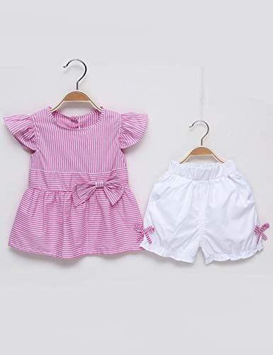 Image of Oklady Toddler Girl Clothes Ruffle Floral Embroidery Shirt and Shorts Set