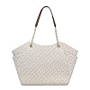 Michael-Kors-Womens-Jet-Set-Travel-Saffiano-Leather-Chain-Shoulder-Tote MICHAEL Michael Kors Women's Jet Set Travel Saffiano Large Chain Shoulder Tote, Style 35T5GTVT3L (Vanilla PVC/Strap Logo)