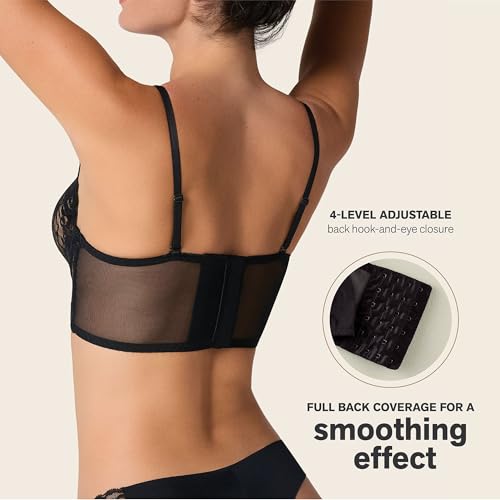 Leonisa Lace Bralettes for Women Milan Sheer Bra Bustier Bralette with Underwire3