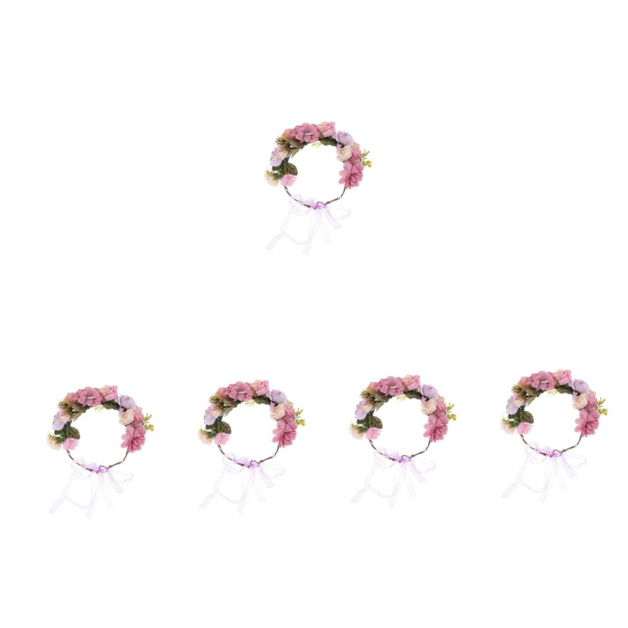 Beavorty 5stücke Brautblumenkranz Haarschmuck Mit Großen Rosen Verstellbares Stirnband Für Hochzeiten Themenpartys Und Fotografie Elegant Und Für Damen