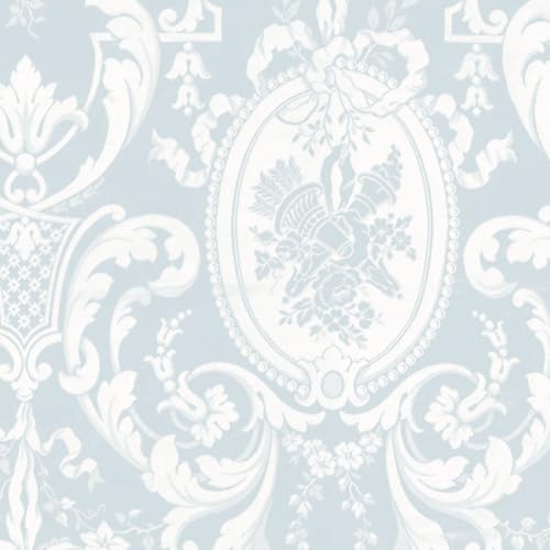 壁紙屋本舗 壁紙シール 質感 色味チェック ダマスク 水色 ?がせる 壁紙の上から貼れる リメイクシート Mon Sucrier TMS-CM04【受注生産品・キャンセル不可】