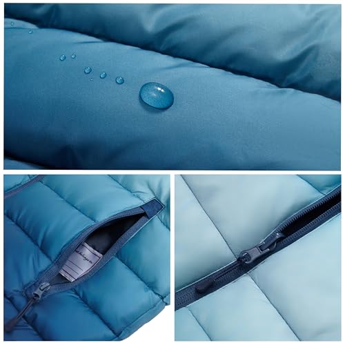 Image of Rokka&Rolla Boys' Reversible Lightweight Water-Resistant Puffer Jacket | Lightweight Breathable Reversible Puffer Makes A Hooded Winter Coat For Boys To Wear During Cold Weather Activity