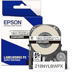 Epson LABELWORKS 218NYLBWPX Genuine Nylon Tape Cartridge - Black on White Industrial Label Maker Tape - 3/4" 18MM Wide, 19