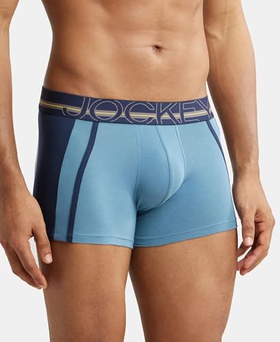 Image of Jockey US21 Men's Super Combed Cotton Elastane Stretch Solid Trunk with Ultrasoft Waistband