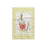 3D Rose TWL_234301_1 Image of Peter Rabbit on Cream Checks Towel, 15' x 22'