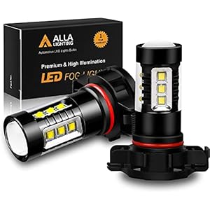 Alla Lighting CANBUS 2504 PSX24W LED Fog Lights Bulbs 12276, 6000K Xenon White Xtreme Super Bright 80W High Power Chipsets12V Replacement