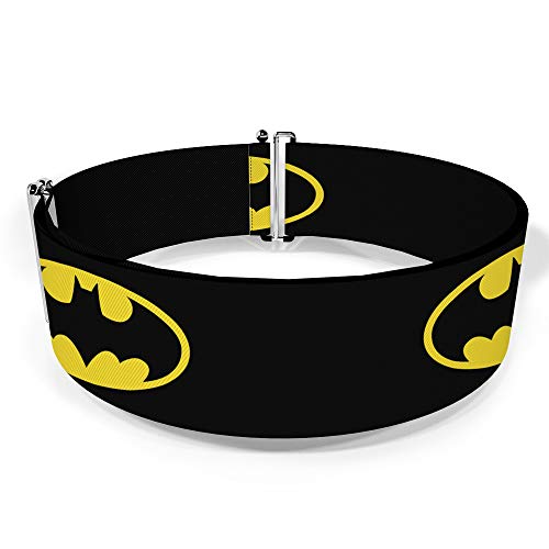 DC Comics Belt, Cinch Belt Batman Shield Black Yellow, 3.0 Inch Wide, Adjustable2