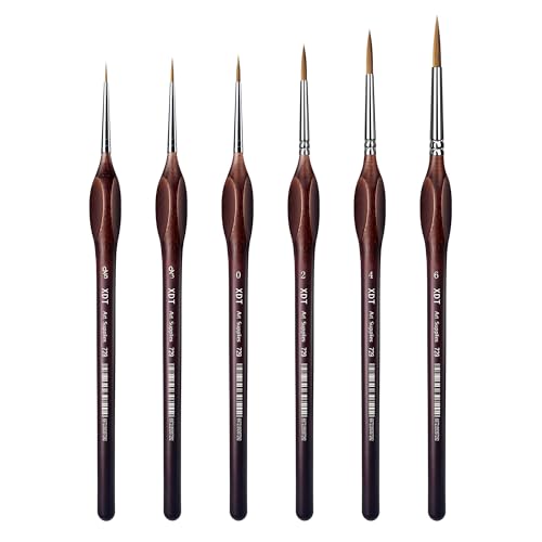 Image of XDT#729 Micro Pin Point Paint Brush XDT#729 6Pc #00000,#000,#0,#2,#4,#6 Acrylic Watercolor Oil, Fine Detailing Painting, Scale Models, Triangular Handle