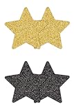 NS Novelties Pretty Pasties Glitter Stars Black/Gold 2 Pair One Size