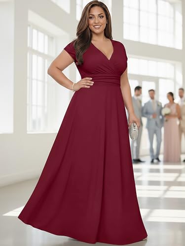 Image of KOH KOH Womens 2026 Sexy Cap Short Sleeve V-Neck Flowy Cocktail Gown