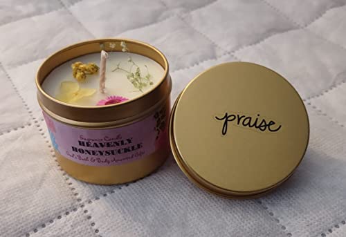 God's Bath & Body Anointed Gifts - Heavenly Honeysuckle - 4oz Metallic tin can with lid