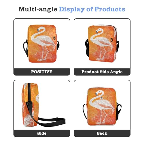 Orange Flamingos small messenger bag for women shoulder bag crossbody Women's Purse Adjustable Strap for Travel outdoor sports4