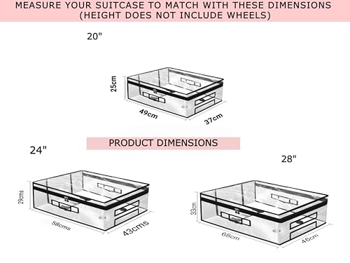 Image of Fabam Set of 3 Transparent Suitcase Cover for Soft /Nylon Material Trolley Luggage Bags | Rain-Dustproof Anti-Scratch PVC Proctector with Zip for 20-24-28 inch inch ONLY Covers Suitcase NOT Included