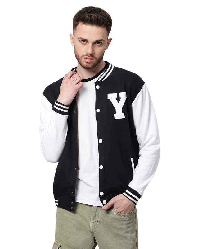 Image of BE SAVAGE Men's Cotton Blend Standard Length Varsity Jacket
