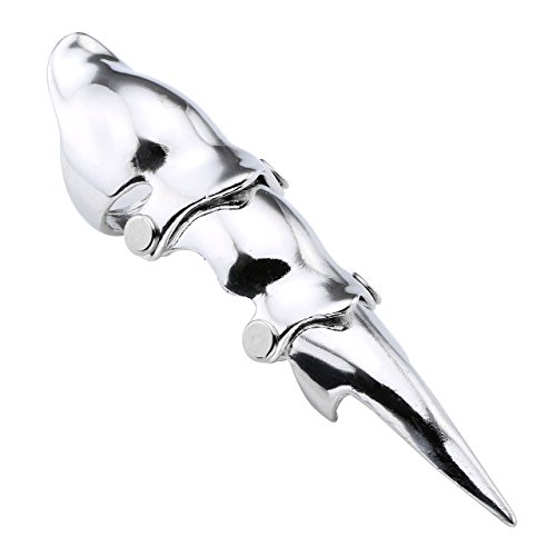 JOVIVI Men's Jewelry Silvery Armour Knuckle Full Finger Double Loop Activity Ring Punk Rock Gothic Cool,1-4pcs (#2 US7)
