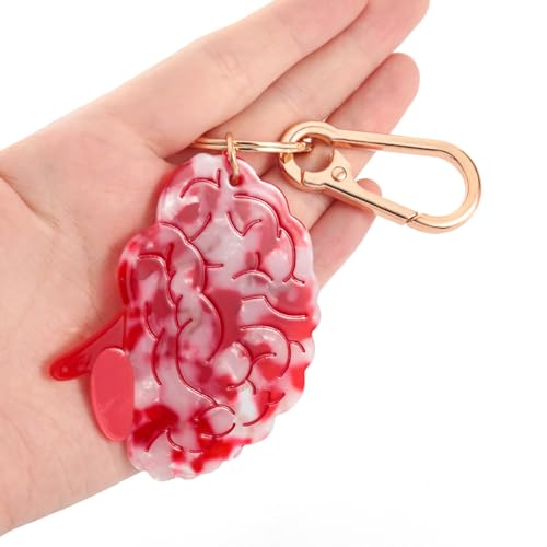 Novelty Keychain with Gold Metal Hook, Pink and Clear Design for Women Girls Gift