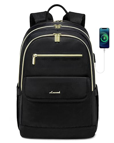 LOVEVOOK Laptop Backpack for Women,15.6 Inch Fashion Travel Backpack,Large Capacity Backpack Purse with USB,Water-resistant fits College Work Business Travel （Black）