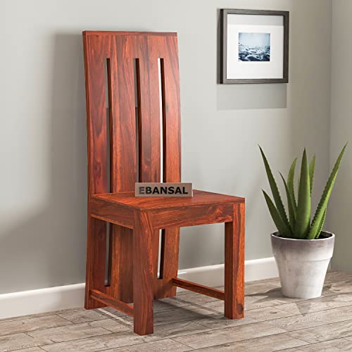 Image of Poster Wooden Dining Chairs Set of 2 for Kitchen & Dining Room, Two Seats, Solid Sheesham Wood, Honey Finish