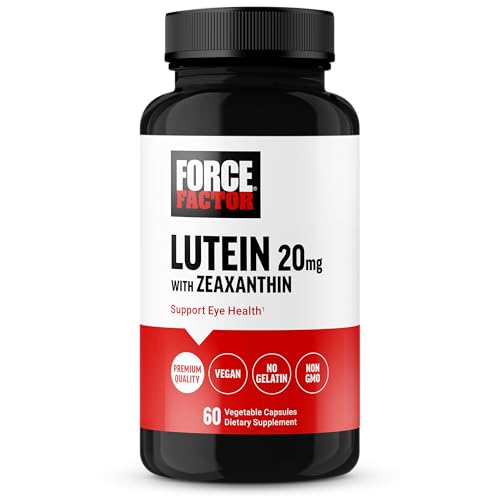 Image of Force Factor Lutein and Zeaxanthin Supplements, Eye Vitamins with Lutein 20mg, Eye Health Supplements for Adults, Ingredients Backed by Science, Vegan, Gelatin Free, 60 Vegetable Capsules
