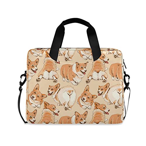 susiyo Portrait Of A Cute Welsh Corgi Laptop Shoulder Bag, Polyester Briefcase Sleeve Messenger Bag 16-Inch Laptop Case for Men Women Work Business Travel