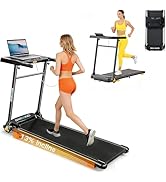 BARWING 8.5MPH Foldable Walking Pad with Desk,3.5HP Under Desk Treadmill with 13% Incline,350LBS+...