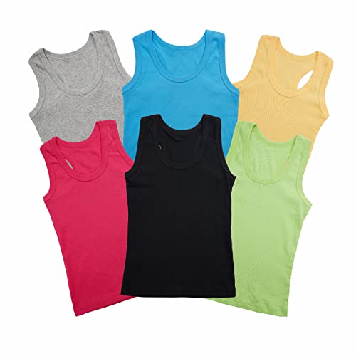 Image of 6-Pack Cotton Basic Kid Tank Tops Soft Boys Girls Sleeveless Tank Tops | 100%Cotton Basic Kids Undershirts,Casual Solid Girls Boys Tank Tops,Soft Breathable Unisex Toddler Tank Tops