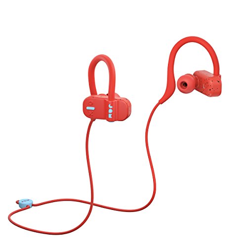 Jam Live Fast Workout Earphones, 10 Metre Bluetooth Range, IP67 Sweat Resistant Earbuds (3 Sizes Included), 12 Hour Battery Life, Hands Free Calling - Red