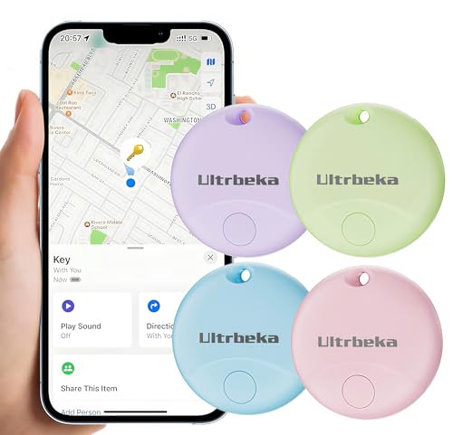 Ultrbeka Air Tag Trova Chiavi 4 Pezzi – Tracker MFi Compatibile con “Dov’è?” (Solo iOS), Dispositivo di...