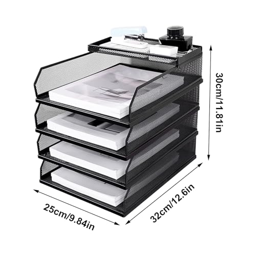 Vassoio portadocumenti impilabile in rete metallica per notebook e documenti Slish Desk Sto Rack efficiente porta carta per uso domestico e ufficio