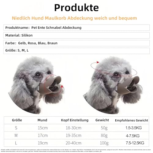 Vyloky Hundemaulkorb Anti-Biss Silikon Entenschnabel、Duck Mouth Shape Hund Maulkorb Anti-Ruf Maulkorb für Welpen Hunde (gelb (Farbe), M)