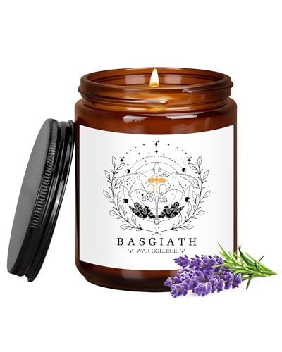 4th Wing Gift Basgiath War College Bookish 7 oz Lavender Scented Candle Relaxation Gifts Book Lover Gift Fantasy & Literature Inspired Scented Jar Candle (Candle-Basgiath War)