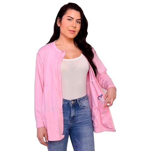 Inspired Comforts Mastectomy Recovery Shirt with Drain Pockets & Drainage Tube Fasteners, Pink XL