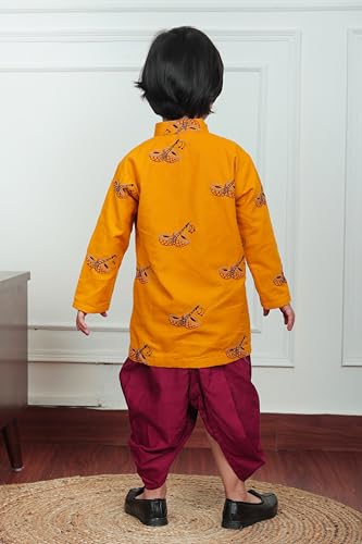 Image of POLKA TOTS Pure Cotton Traditional Dhoti Kurta Set for Baby Boys, Toddlers & Kids | Soft and Breathable Cotton Ethnic Dress for Festivals and Weddings | Traditional Elegant Indian Festive Clothing