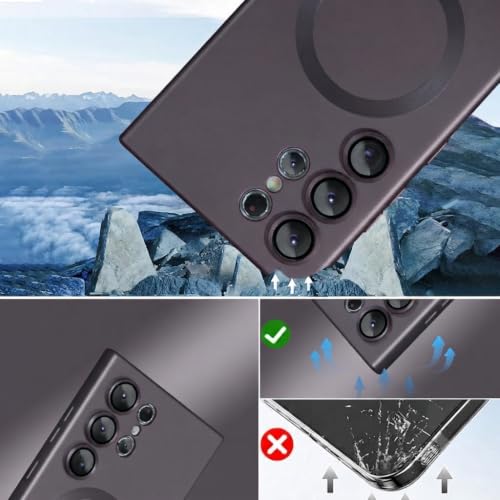 Image of DIZORO Samsung S25 Ultra Case, Compatible with Mag Safe Back Cover, Matte Luxury Metallic Luster Flexible TPU Wireless Charging Shockproof Case with Camera Protector (Metallic Silver)
