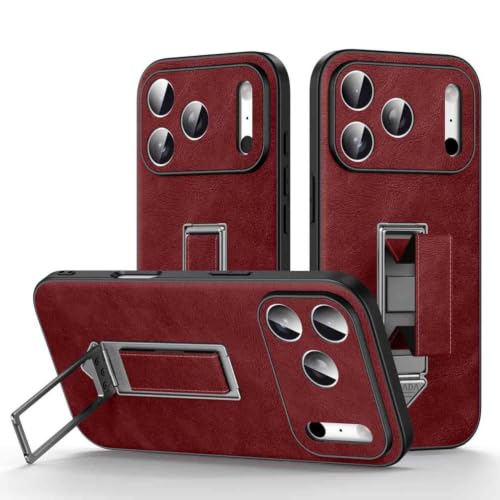 Étui en cuir iPhone 17 Pro de style professionnel fin et rouge