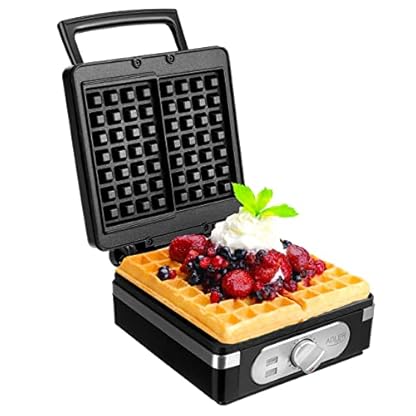 ADLER EUROPE Waffeleisen Belgische Waffel, Bubble Waffeleisen mit Tiefe Platten und Antihaftbeschichtung von Heizplatten, Stufenlose Temperaturregulierung, Belgisches Waffeleisen, Leistung max. 2000 W